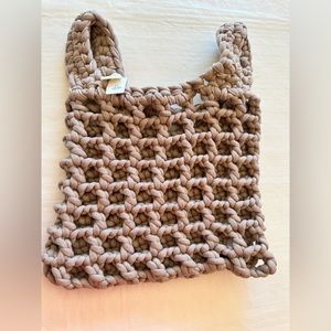 The Moma mode  Crochet Tote bag - Taupe Athens Color Taupe/Cinereous 12” X 91/2”